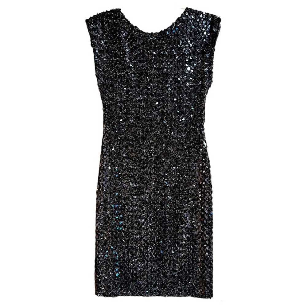 Glenrob Dress Women's 7/8 Vintage Sequin Sheath Scoop Back Sparkle